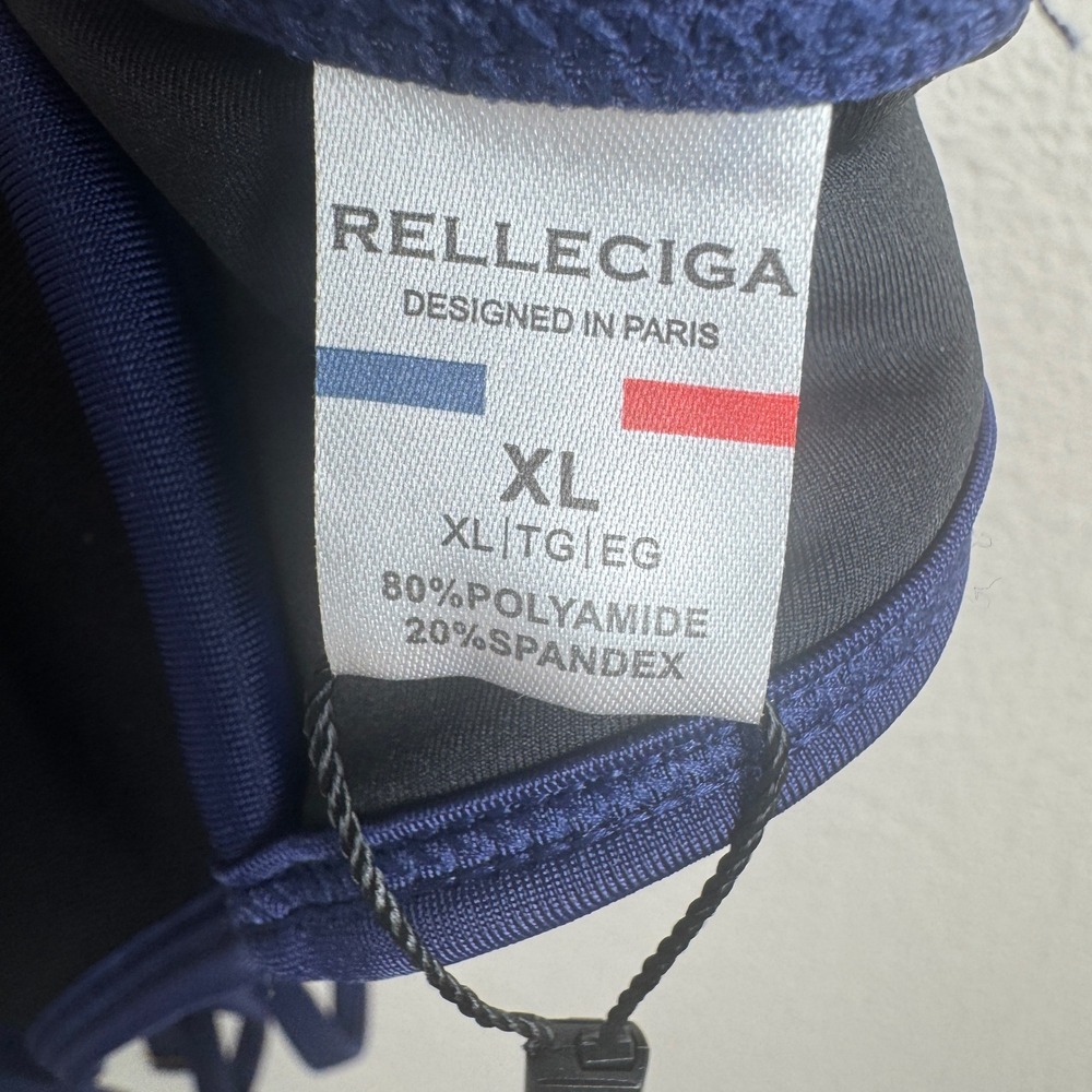 Relleciga Womens Navy Blue Twisted Front Crisscross Back Bikini Top Size XL NEW - Picture 6 of 7